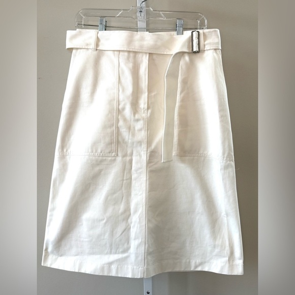 Lacoste Dresses & Skirts - Lacoste White Belted A-Line Skirt Size 40 Chic Preppy Classic 100% Cotton